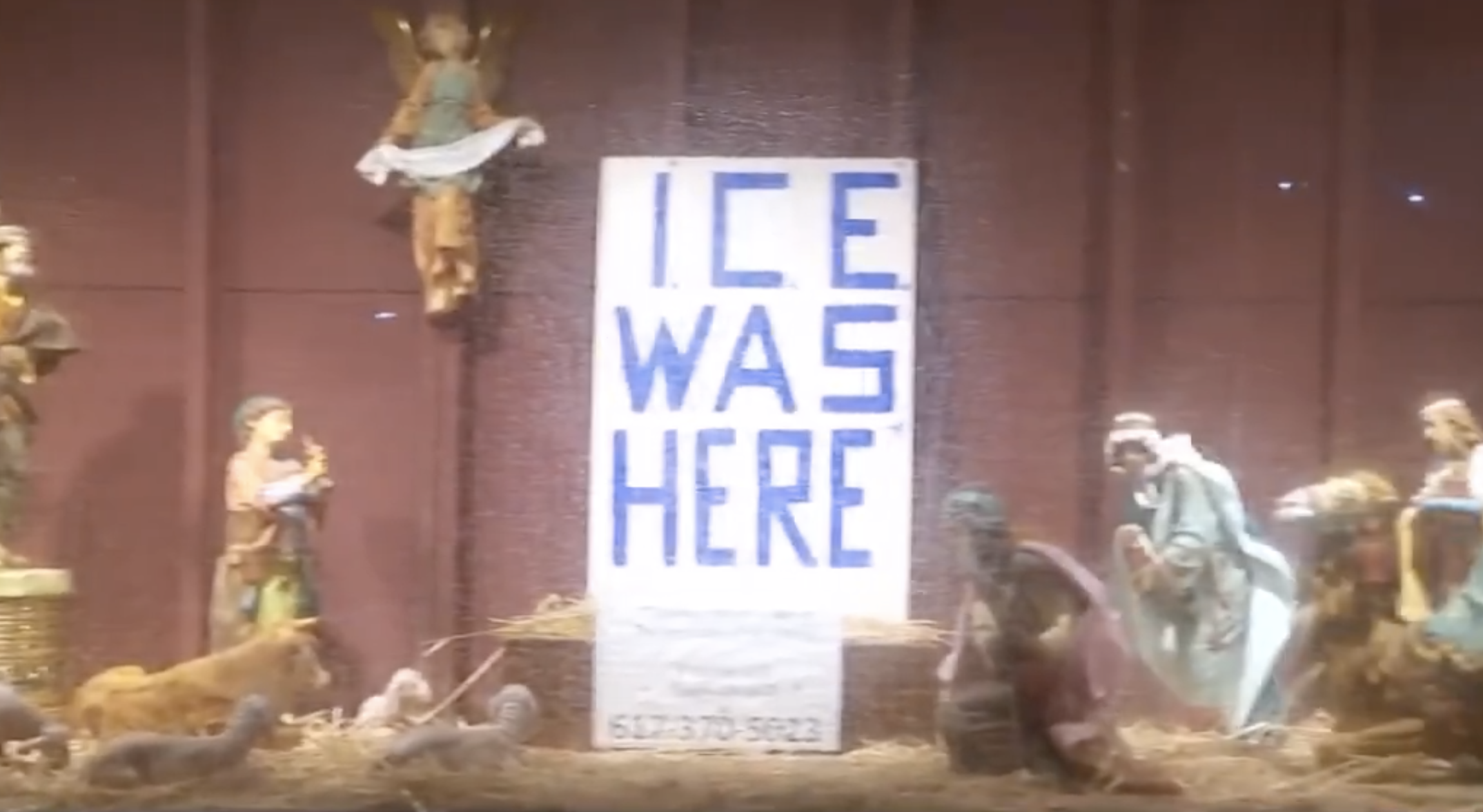 Mass. Parish Replaces Baby Jesus, Holy Family From Nativity Scene With Anti-ICE Sign
