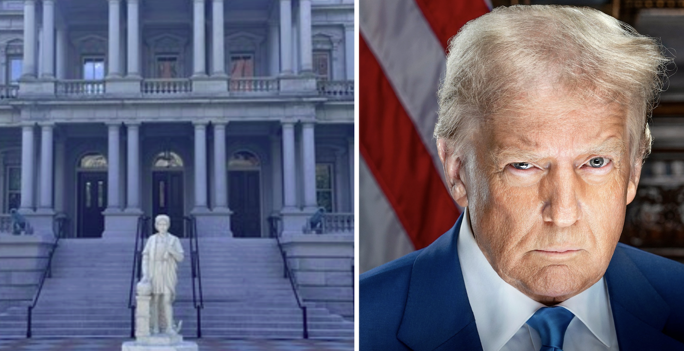 Trump Unveils New White House Columbus Statue Rebuilt From Monument Damaged In 2020 By BLM